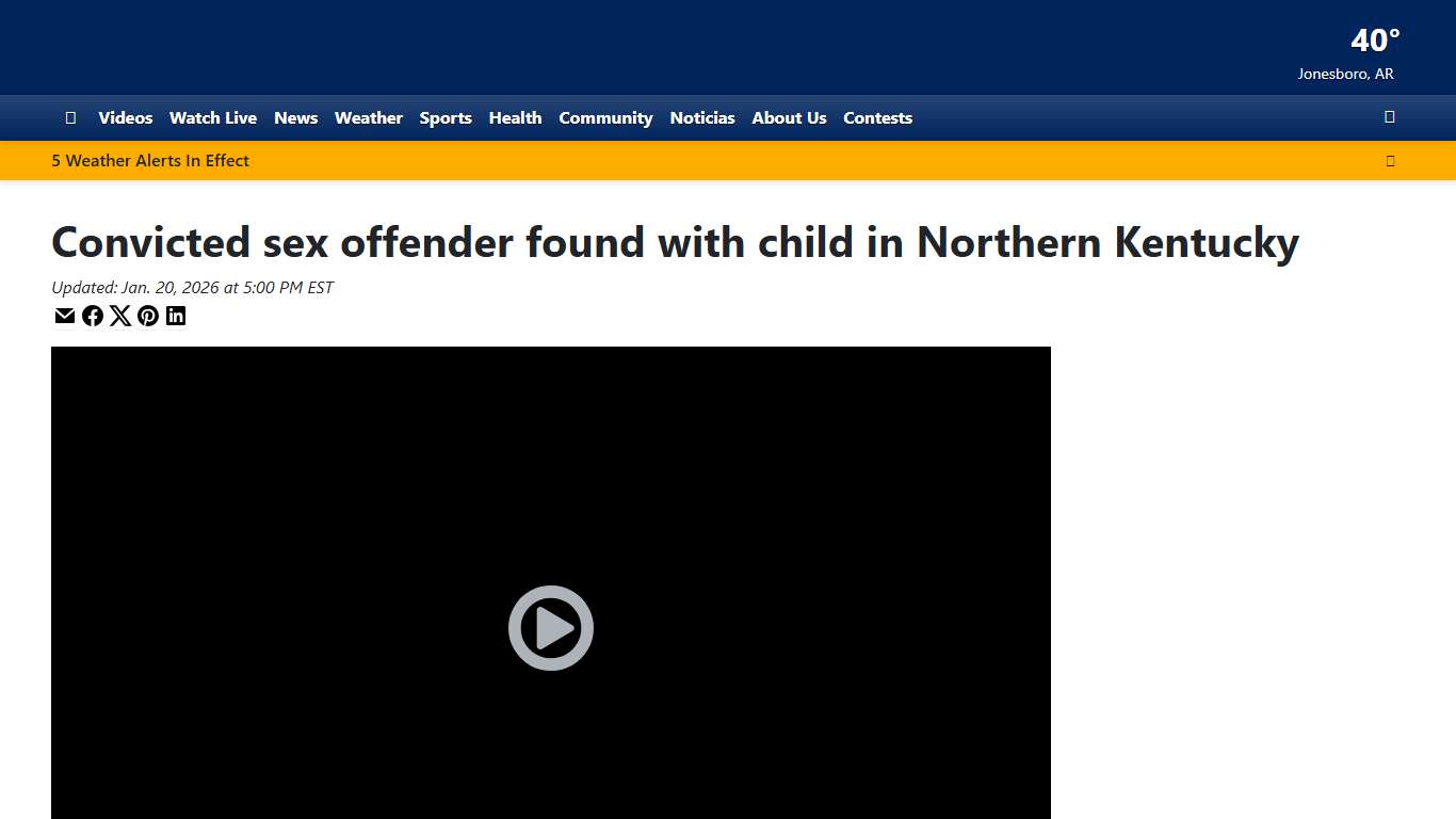 Convicted sex offender found with child in Northern Kentucky