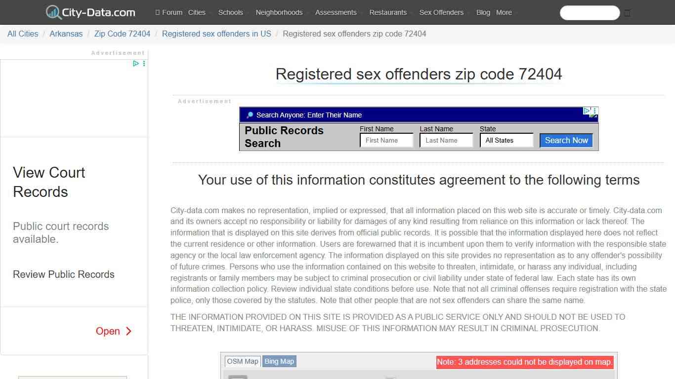 Registered sex offenders in zip code 72404 - crimes listed, registry-based, living in this zip code