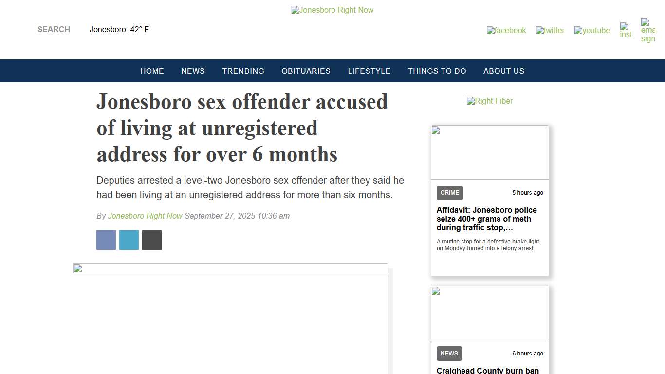 Jonesboro sex offender accused of living at unregistered address for over 6 months - Jonesboro Right Now